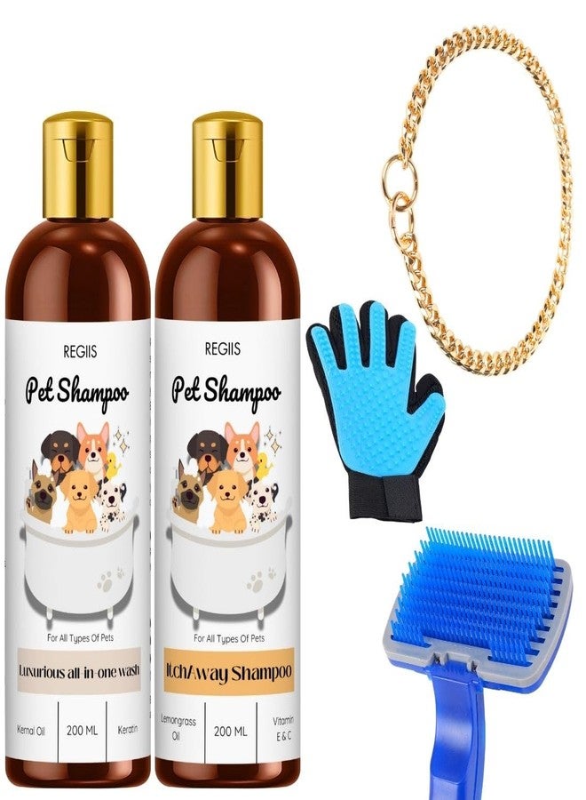 Regiis Pet Grooming Set, Dog Shampoo 200ml with Brush and Glove, All Types of Pets(Pack of 5) - Image 1